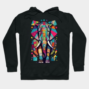 Colorful Elephant Patchwork Art Design Hoodie